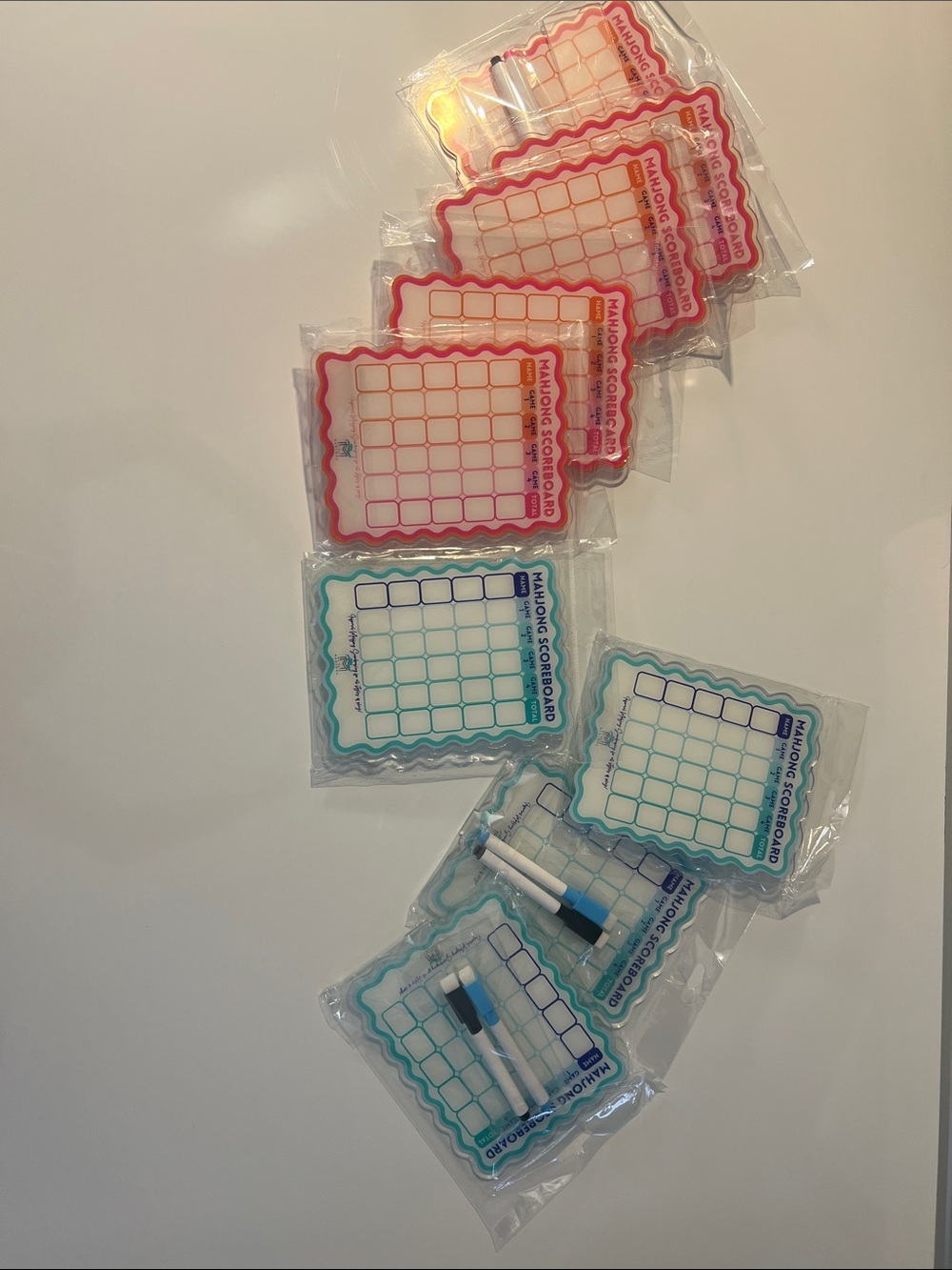 NWT My Fair Mahjong Reusable Mini Scoreboards - Pink & Teal/Aqua